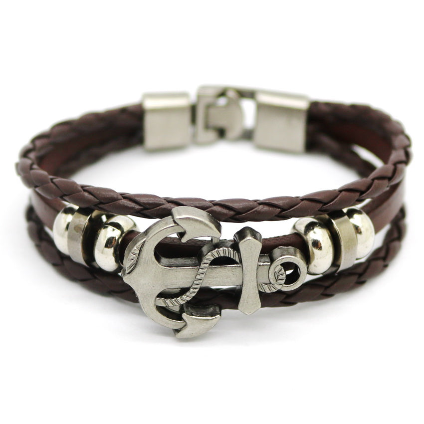 Fashion Charm Leather Anchor Men's Bracelets