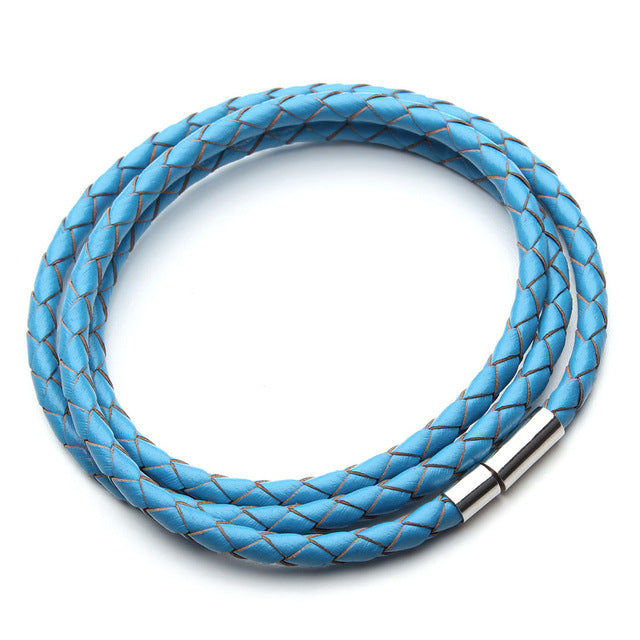 Fashion 100% Genuine Braided Leather Bracelet Men Women