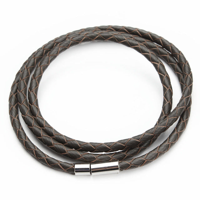 Fashion 100% Genuine Braided Leather Bracelet Men Women