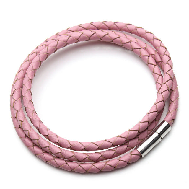 Fashion 100% Genuine Braided Leather Bracelet Men Women