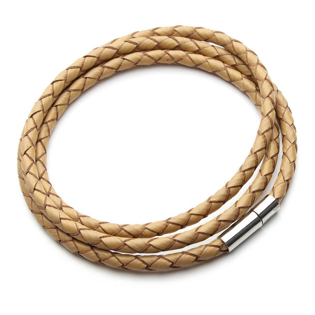 Fashion 100% Genuine Braided Leather Bracelet Men Women