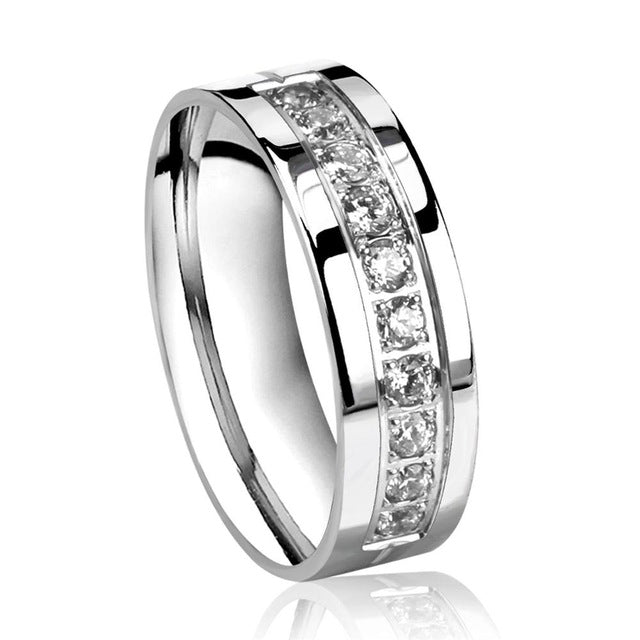 Silver Color Rings  Simple Style Stainless Steel Engagement Rings For Women/Men Jewelry Gift